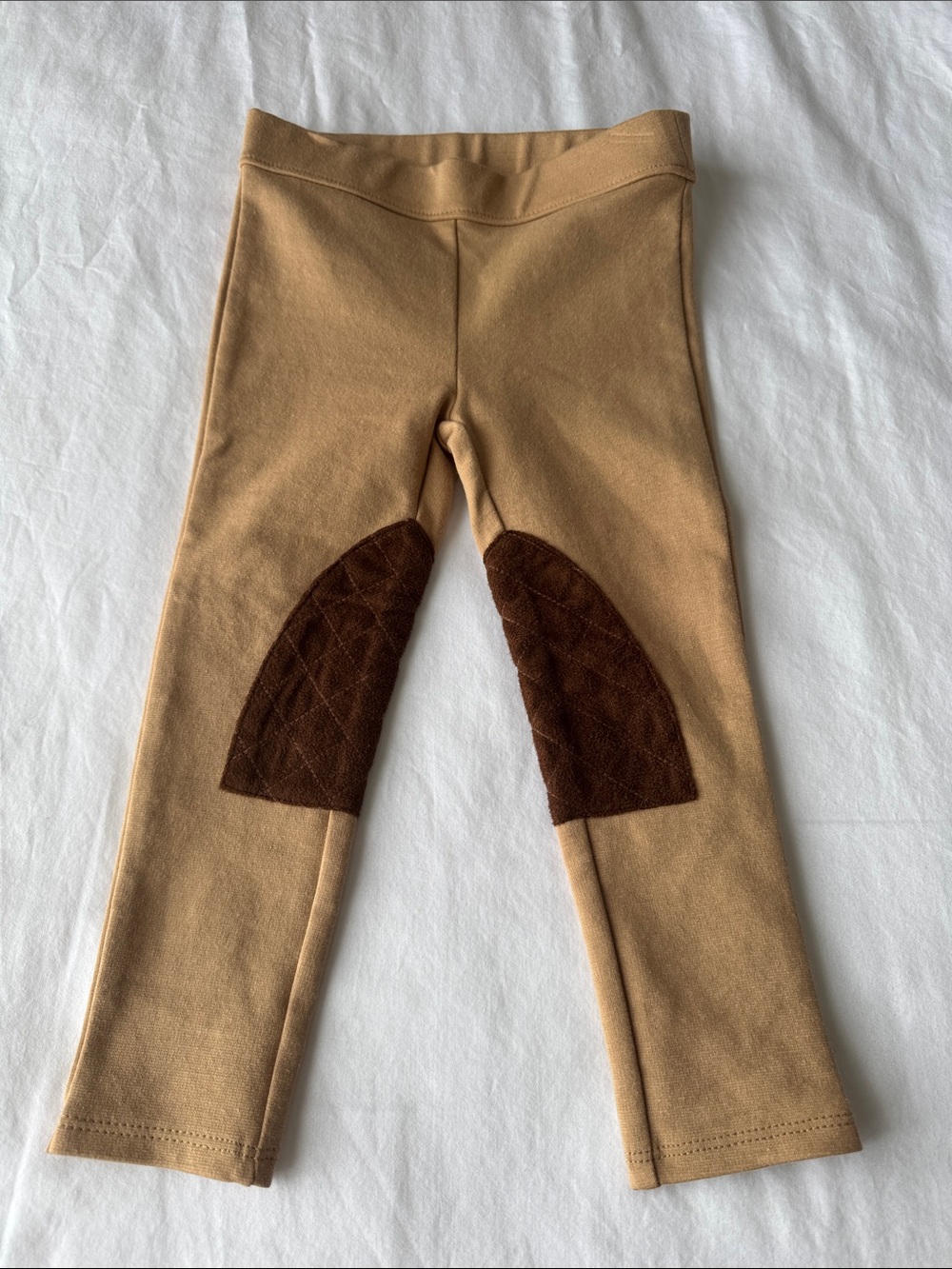 Janie and Jack Tan Leggings with Brown Knee Patches, 2T
